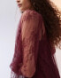 ASOS DESIGN ruffle detail lace maxi dress in burgundy