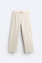 Belted cotton-linen trousers