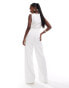 Kaiia sleeveless wide leg waistcoat jumpsuit in white