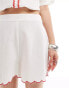 Фото #5 товара Neon Rose rik-rak detail shorts co-ord in white