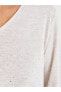 Фото #5 товара LCW Grace V Yaka Baskılı Uzun Kollu Kadın Tişört