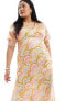 Never Fully Dressed Plus metallic puff sleeve midaxi dress in rainbow print