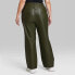 Фото #2 товара Women's Low-Rise Faux Leather Flare Pants - Wild Fable Olive Green 17