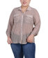 Plus Size Long Roll Tab Sleeve Burnout Knit Top