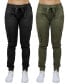 Women's Loose Fit Cotton Stretch Twill Cargo Joggers Set, 2 Pack