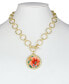 Фото #3 товара Patricia Nash gold-Tone Flower-Print Leather 21" Pendant Necklace