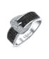 ფოტო #3 პროდუქტის Trendy Fashion Pave Cubic Zirconia Black CZ Statement Belt Buckle Band Ring For Women .925 Sterling Silver