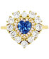 ფოტო #1 პროდუქტის Cubic Zirconia Blue & White Heart Halo Ring in 14k Gold-Plated Sterling Silver