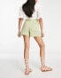 Фото #2 товара Stradivarius linen look runner short in khaki