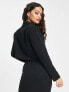 Фото #4 товара Extro & Vert Petite cropped blazer with pocket details in black co-ord