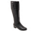 Trotters Morgan T2262-001 Womens Black Leather Zipper Knee High Boots