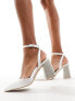 Фото #3 товара Be Mine Bridal Rylee embellished heeled shoes in ivory satin