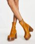 Фото #2 товара ASOS DESIGN Emotive high-heeled platform ankle boots in tan