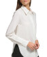 ფოტო #4 პროდუქტის Women's Solid Covered-Placket Long-Sleeve Shirt