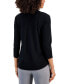 Фото #2 товара Women's 3/4 Sleeve V-Neck Pleat Top, Created for Macy's