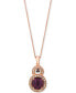 Фото #1 товара Le Vian raspberry Rhodolite (2-1/5 ct. t.w.) & Diamond (1/4 ct. t.w.) Halo 18" Pendant Necklace in 14k Rose Gold