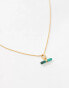 Фото #2 товара Rachel Jackson 22 carat gold plated malachite t-bar chain necklace with gift box