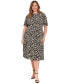 ფოტო #1 პროდუქტის Plus Size Printed Elbow-Sleeve Fit & Flare Dress