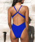 Фото #3 товара Women's Mindful Solids Plunge One Piece Swimsuits