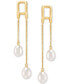 ფოტო #3 პროდუქტის Cultured Freshwater Pearl (7 x 5mm) Chain Drop Earrings in 14k Gold-Plated Sterling Silver, Created for Macy's