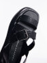 Topshop Jax leather chunky flat sandal with buckle in black