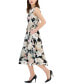 Фото #3 товара Women's Split-Neck Floral-Print Midi Dress