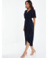 Women's Plisse Ruched Midi Dress