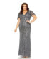 Фото #1 товара Plus Size Flutter Sleeve Embellished Gown