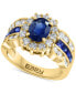 ფოტო #1 პროდუქტის EFFY® Sapphire (2-1/4 ct. t.w.) & Diamond (1-1/10 ct. t.w.) Halo Statement Ring in 14k Gold