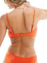 ASOS DESIGN shirred shaped bandeau bikini top in orange