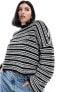 ASOS DESIGN Curve cropped crew neck stitch jumper in stripe