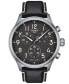 ფოტო #1 პროდუქტის Men's Swiss Chronograph XL Anthracite Leather Strap Watch 45mm