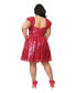 ფოტო #2 პროდუქტის Plus Size Woven Convertible Puff Sleeve Sweetheart Fit & Flare Dress