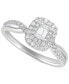 ფოტო #1 პროდუქტის Diamond Emerald-Cut Double Halo Engagement Ring (1/2 ct. t.w.) in 14k White Gold