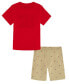 Фото #2 товара Toddler Boys short sleeve Signature Tee Printed Shorts Set