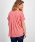 ფოტო #2 პროდუქტის Women's Split-Neck Short Sleeve Knit Shirt, Created for Macy's