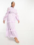 Фото #7 товара ASOS DESIGN Curve high neck shirred pleated maxi dress with frill edge in paisley