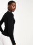 New Look lettuce edge long sleeve top in black