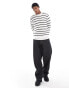 Brave Soul textured stripe crew neck jumper in black & white