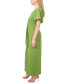 ფოტო #3 პროდუქტის Women's V-Neck Tie-Front Short-Sleeve Jumpsuit