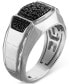 Фото #2 товара Men's Black Diamond Triple Cluster Ring (1/2 ct. t.w.) in Sterling Silver-Plate