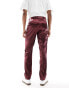 ASOS DESIGN skinny satin suit trouser in burgundy