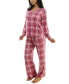 ფოტო #14 პროდუქტის Women's 2-Pc. Printed Henley Pajamas Set