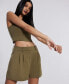 ფოტო #8 პროდუქტის Women's Washed Twill Pleated Shorts