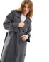 Фото #2 товара ASOS DESIGN Petite oversized pinstripe trench coat in grey