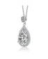 Фото #2 товара Sterling Silver White Gold Plated Clear Pear with Oval and Round Cubic Zirconia Accent Drop Necklace