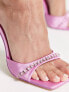 Public Desire Wide Fit Vices embellished strap sandals with contrast heel in pink
