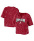 Фото #1 товара Women's Crimson Alabama Crimson Tide Bleach Wash Splatter Notch Neck T-shirt