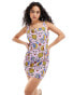 Vero Moda seam detail mini dress in sun and moon print