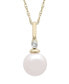 ფოტო #1 პროდუქტის Cultured Freshwater Pearl and Diamond Accent Pendant Necklace in 14K Yellow Gold